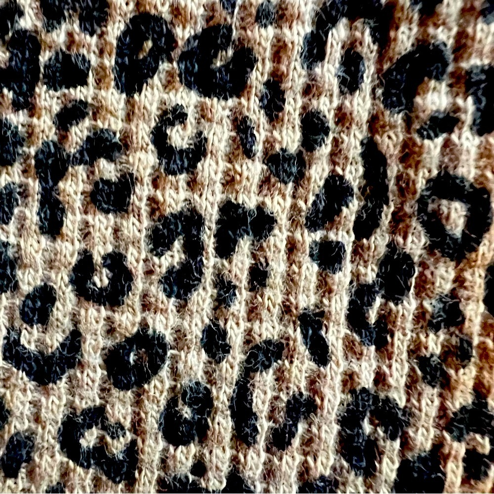 Gap Kids Waffle Knit Thermal Top Brown Leopard Print Dolman Sleeve Large Preppy - Picture 3 of 5